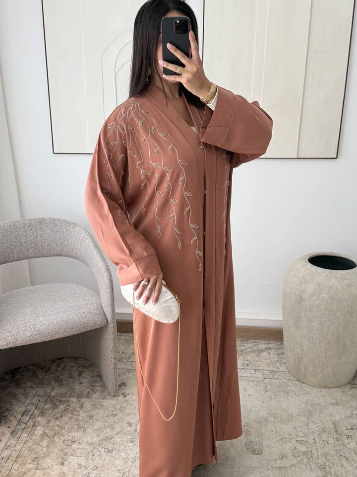 Vestido Abaya Ikram H531 por atacado de White Icy