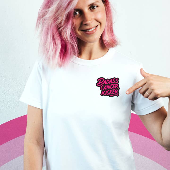 Badass Cancer Kicker Tee for wholesale by Fighty Pants.