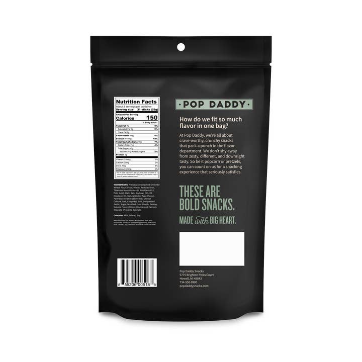 Pop Daddy Snacks - Wholesale Pretzels - Pop Daddy – Garlic Parmesan Seasoned Pretzels 7.5oz1