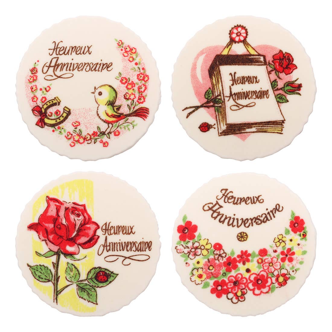 REMOVED BRAND - Wholesale Taart/cupcaketopper - Anniversaire flowers (12 stuks) Eetbare taartdecoratie0