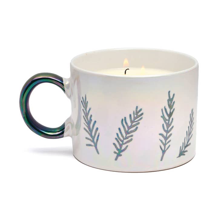 Paddywax Cypress & Fir Ceramic Mug Candle - White for wholesale by Designworks Collective