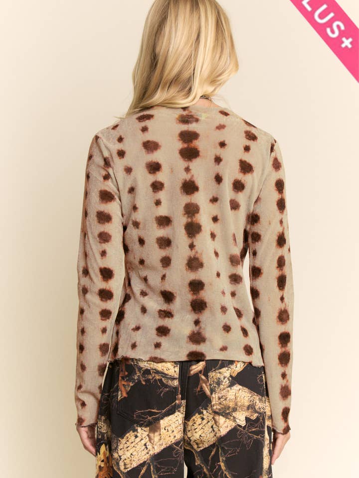 Davi & Dani - Wholesale Knit Top - Women's - PLUS MESH TIE DYE LONG SLEEVE TOP7