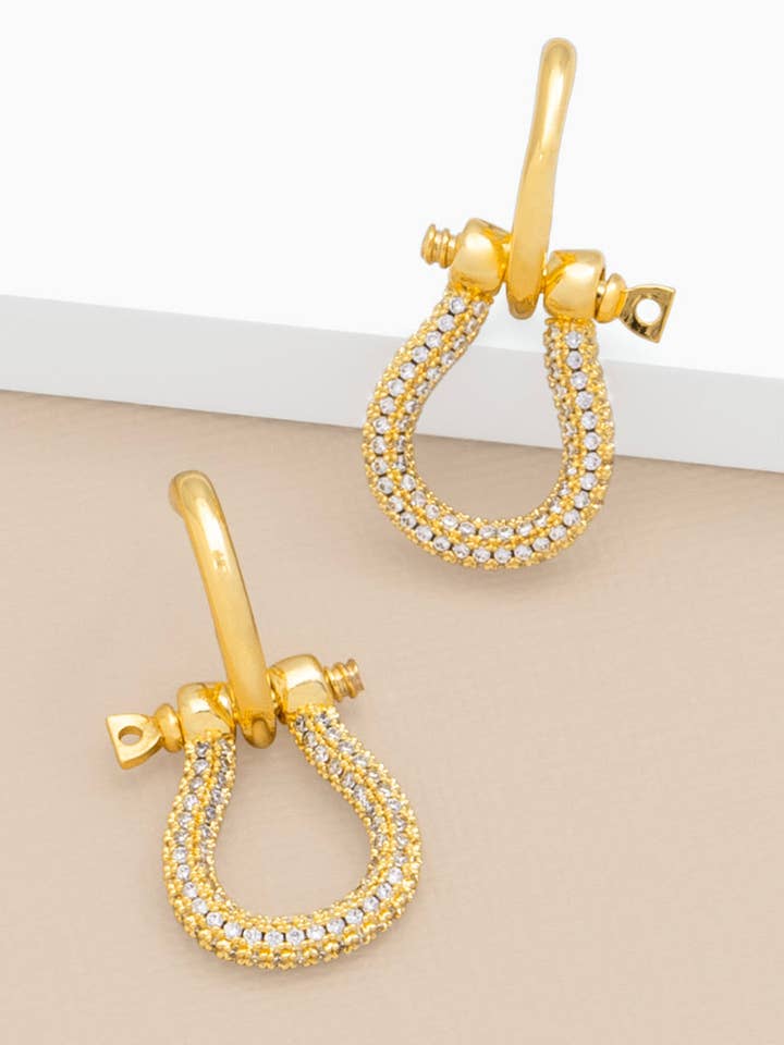 Pavé Horseshoe Charm Drop Earring for wholesale by ZENZII Jewelry