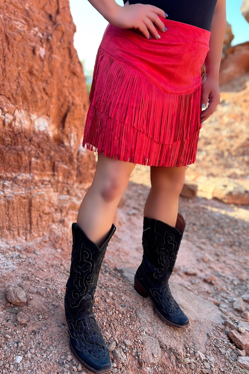 Sterling Kreek – Saia - Mulher por atacado – Saia com Franjas Vermelha Fort Worth9