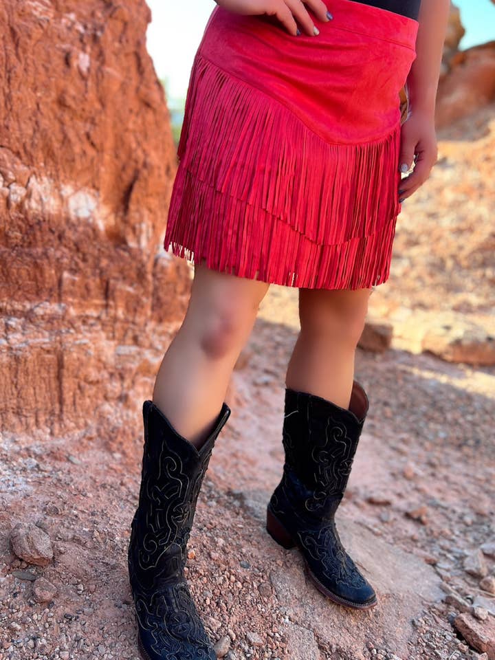 Sterling Kreek – Saia - Mulher por atacado – Saia com Franjas Vermelha Fort Worth9