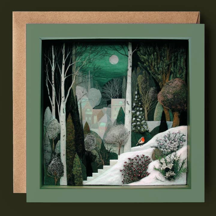 Winter Robin Garden 2D Print Shadow Box Card for wholesale by Good Post Day