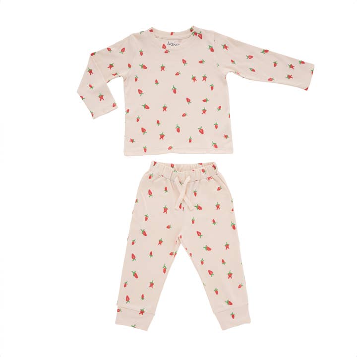 Set de pijama largo de dos piezas Strawberry Fields para venta al por mayor de Beezu Baby