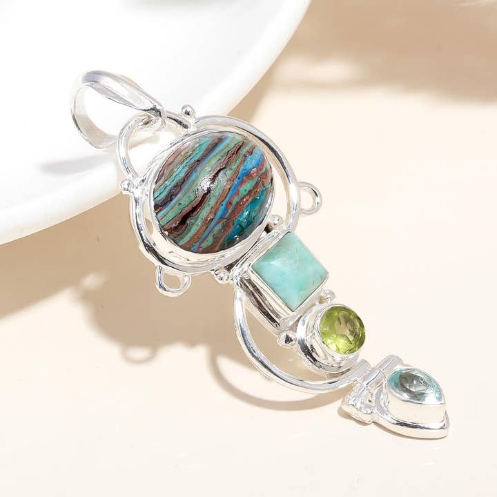 Pendente Italiano de Prata Esterlina com Topázio Azul Pérola por atacado de AG 925 JEWELLERY