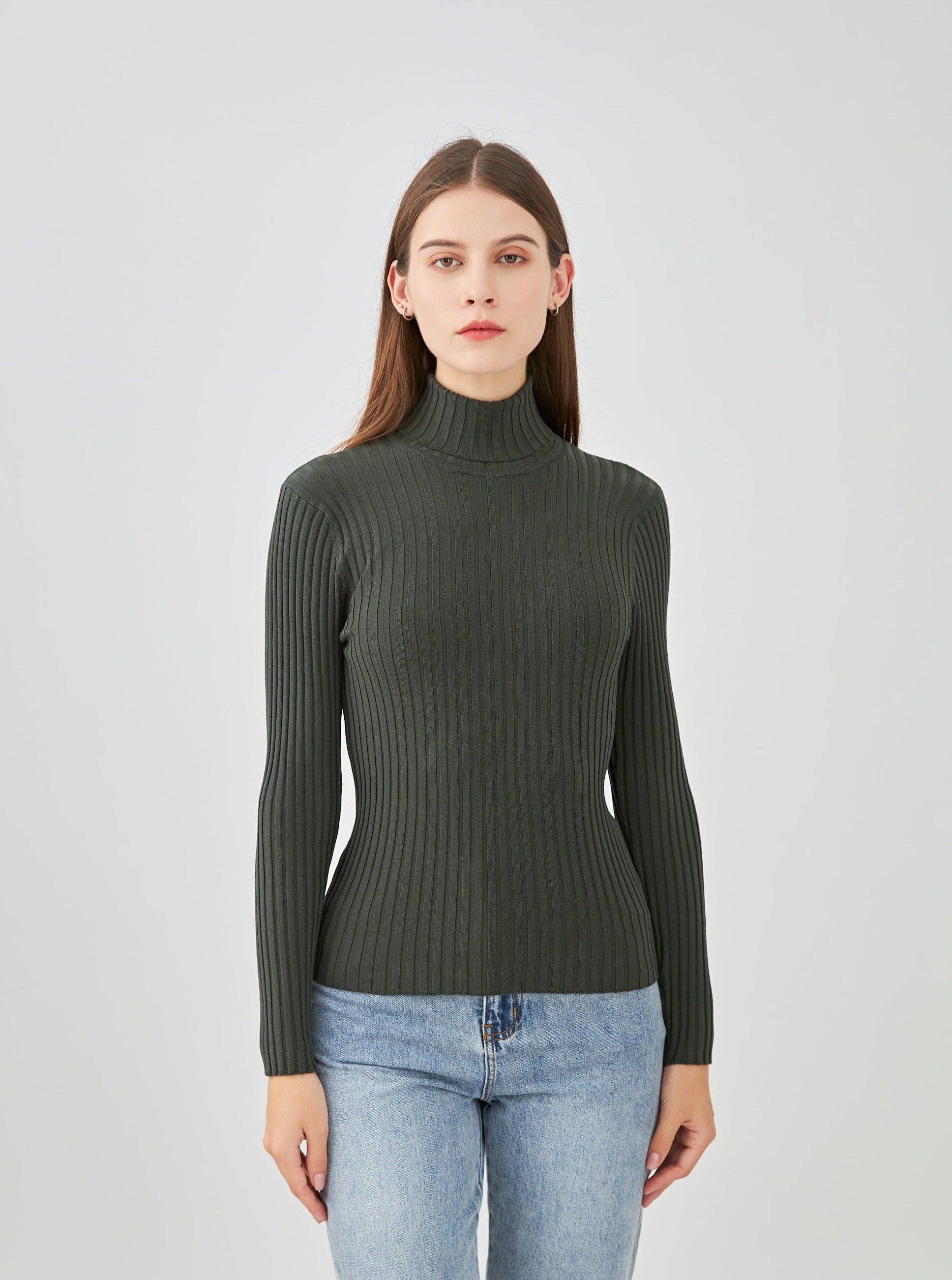 jw.atelier - Vendita all'ingrosso Maglione tricot - Donna - Maglione dolcevita a coste in seta elasticizzata4