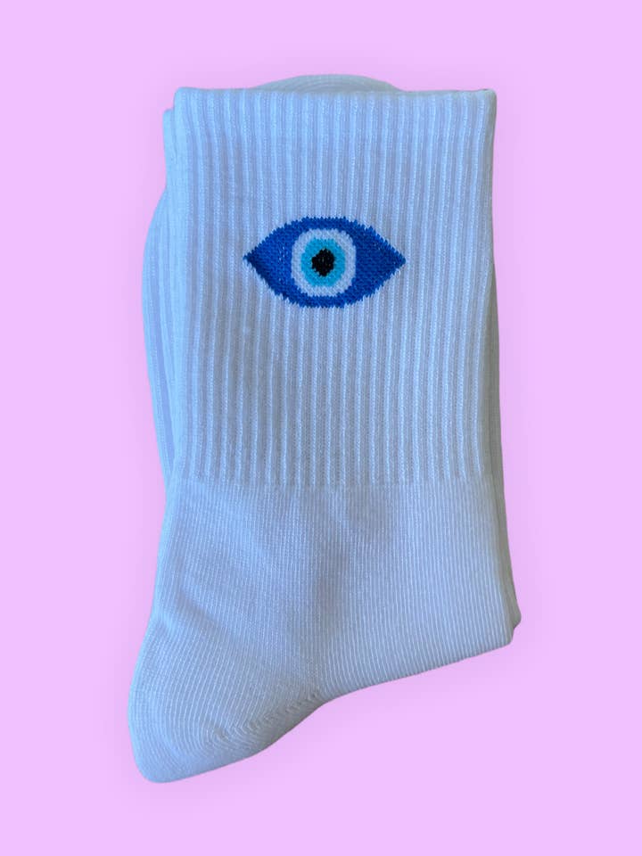 Evil Eye socks for wholesale by Happy Baxter