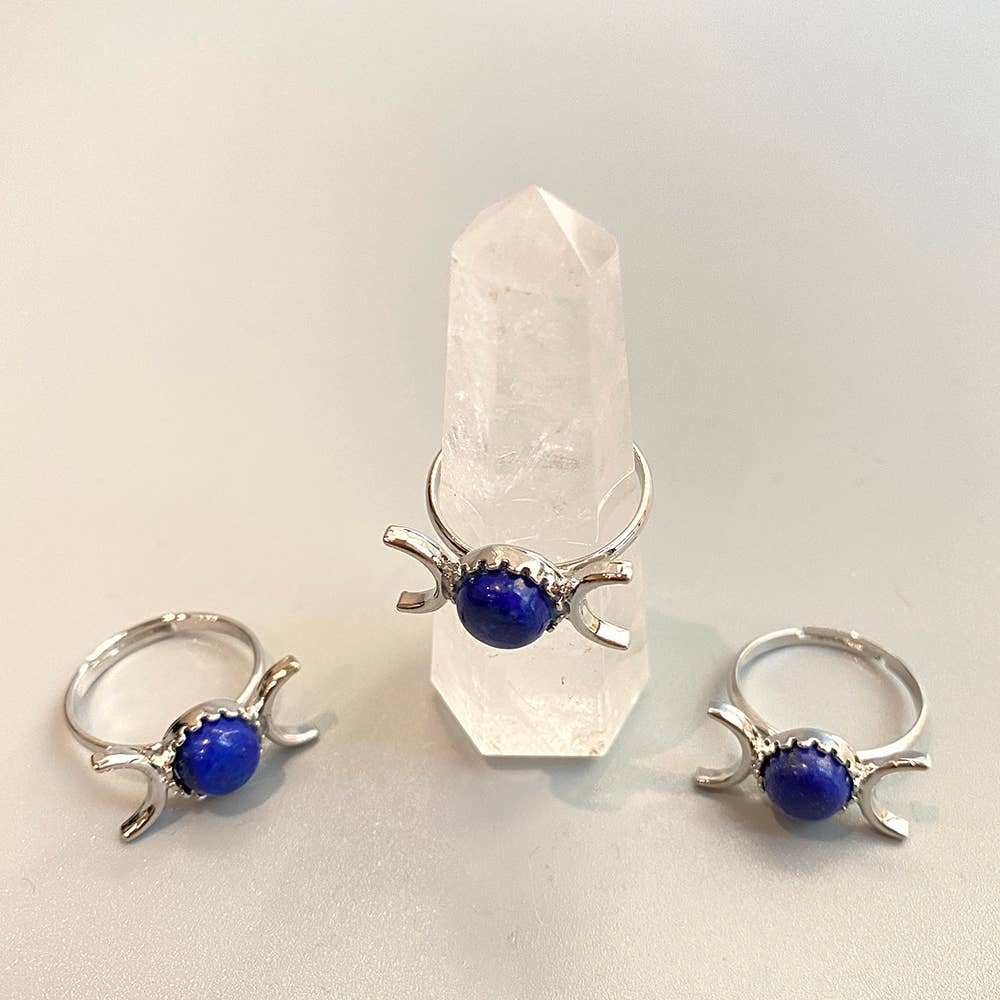 VIE – wholesale Single stone/solitaire ring – Adjustable Triple Moon Ring with 0.5cm Gemstone14