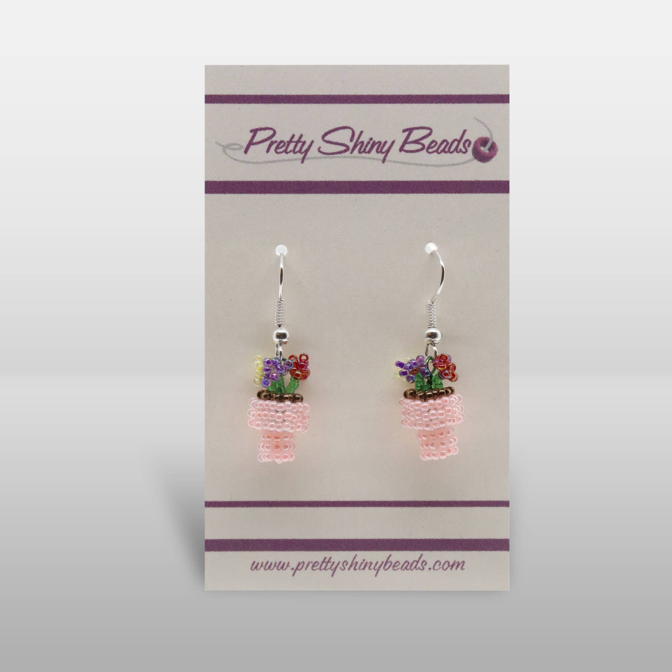 Pretty Shiny Beads - Wholesale Dangle Earrings - 3D Beaded Flower Pot Earrings3
