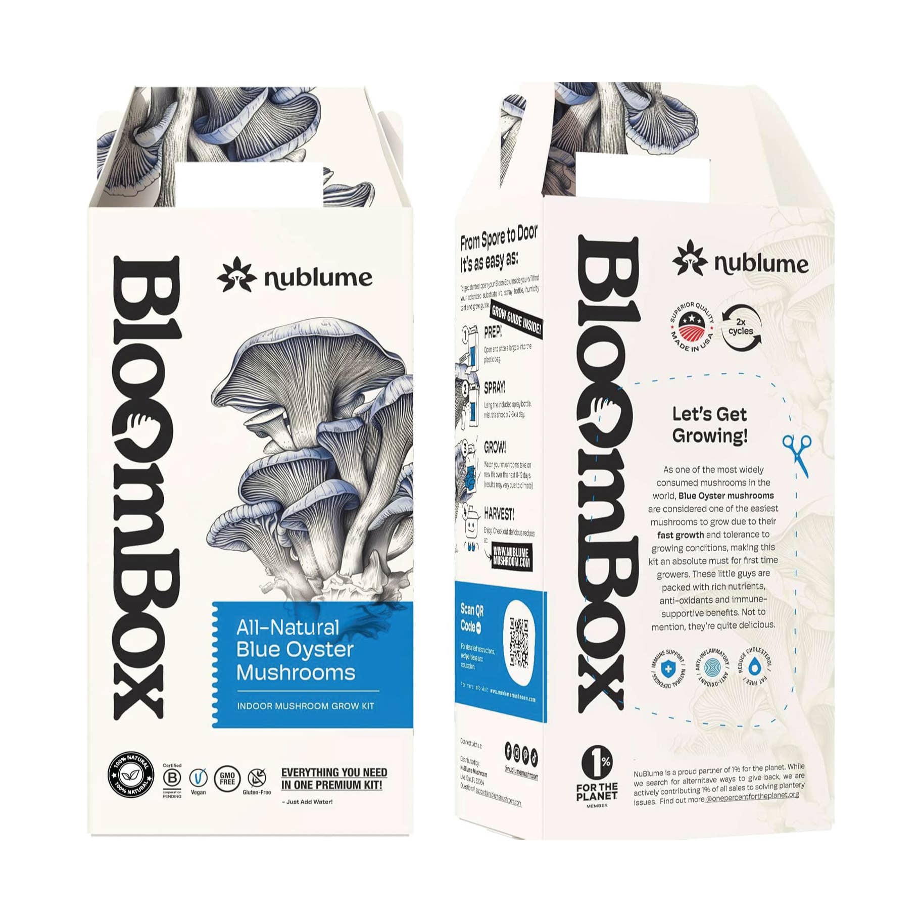 Nublume Mushroom - Vente Jardinière - Kit de culture de pleurotes bleus | Kit de jardinage d'intérieur DIY1