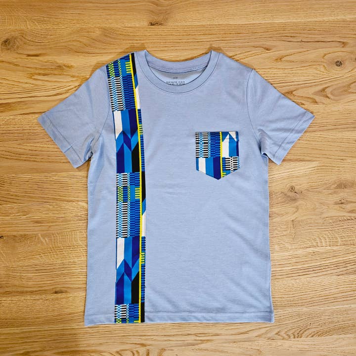 Kids T-shirt with African Ankara Print Detail | 100% cotton for wholesale by Mashona Collections