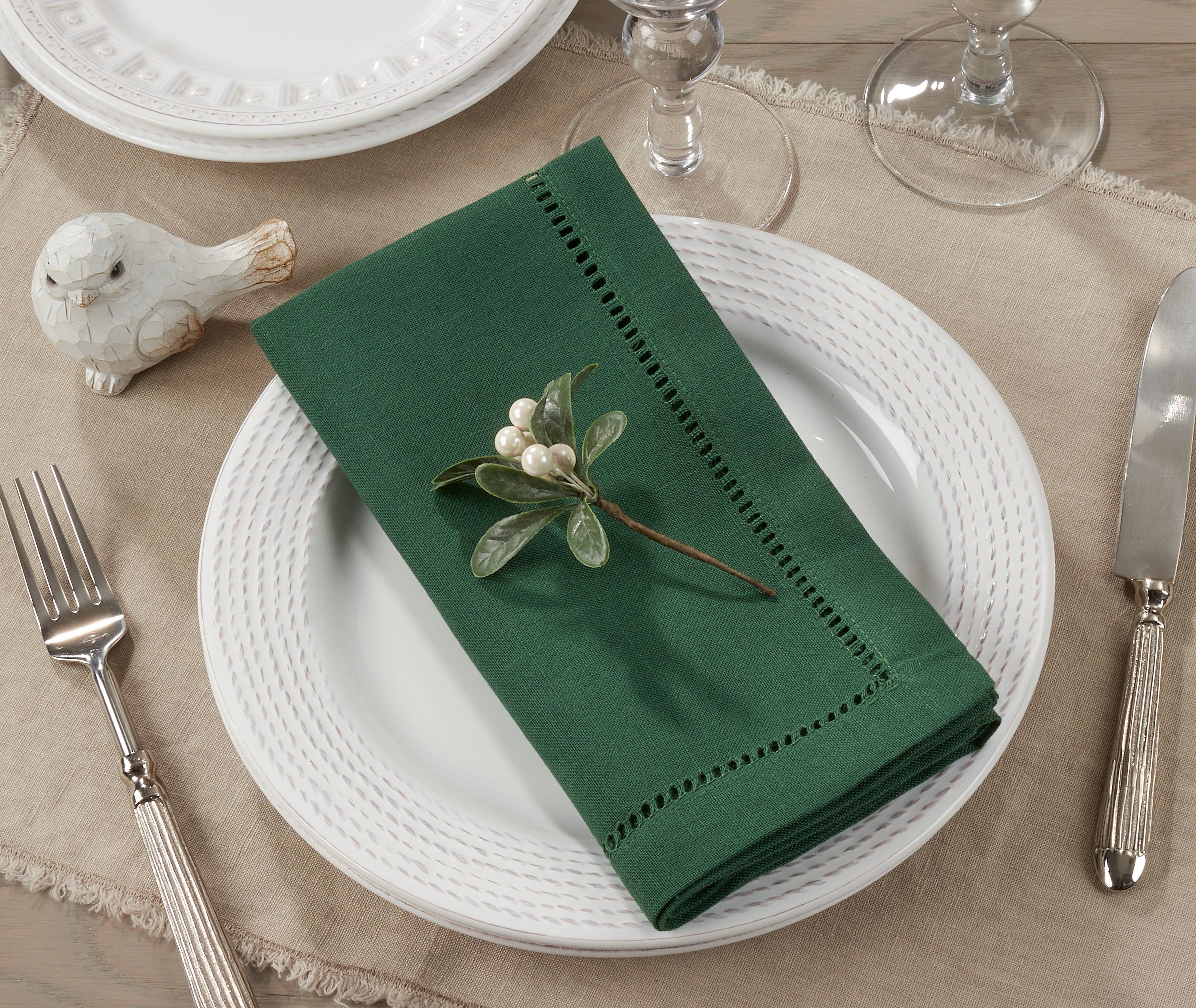 Saro Lifestyle – wholesale Dinner & cloth napkin – Poly Hemstitched Dinner Napkin5