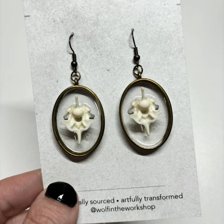 The Wolfshop - Wholesale Dangle Earrings - Oddity Earring - Ball Python Vertebrae