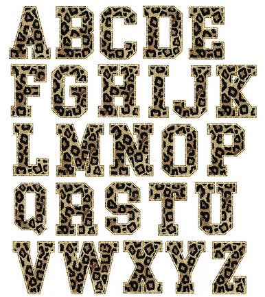 Trendy Transfers - Wholesale Sticker - Leopard Chenille Glitter Letters Sticker Sheet2