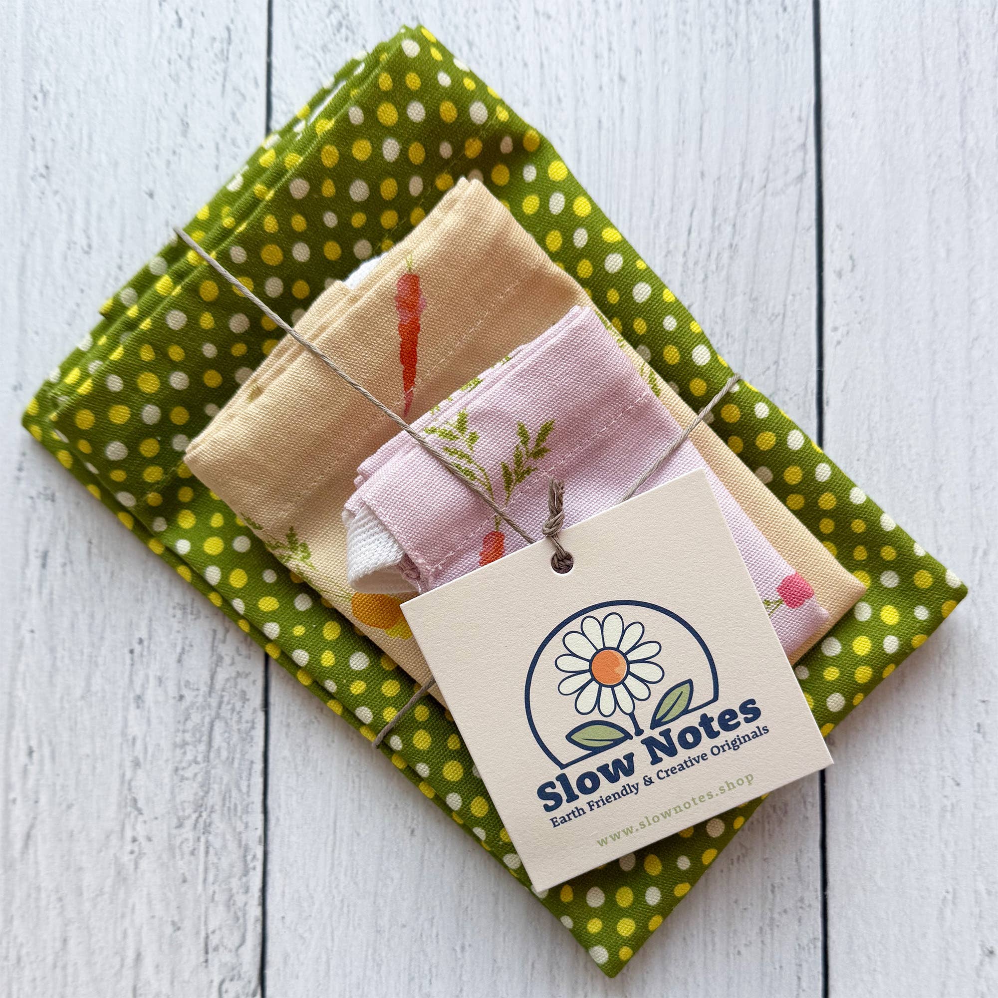 Slow Notes - Wholesale Gift Bag Set/Pack - Reusable Gift Bag Trio – 3-Piece Organic Cotton Set1