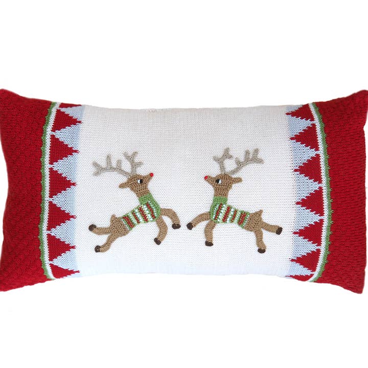 Cojín Navideño Dúo de Reno Hecho a Mano para venta al por mayor de Melange Collection