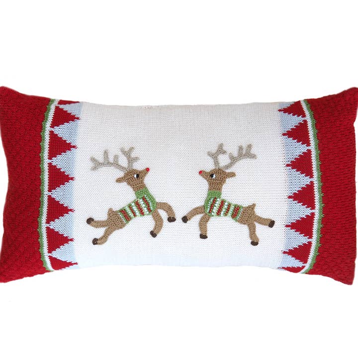 Melange Collection - Wholesale Throw/Decorative Pillow - Handmade Reindeer Duo Christmas Pillow0
