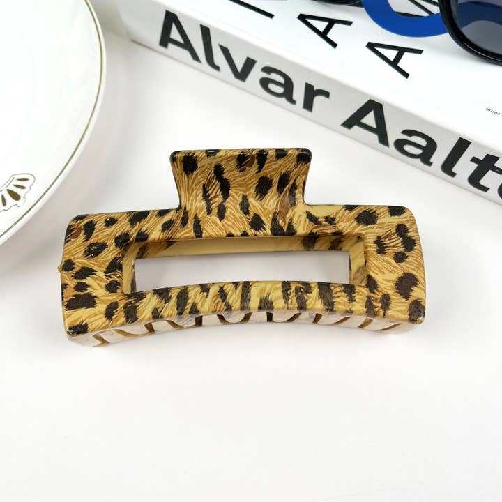 SoapElenGlen - Venta al por mayor Horquilla para el pelo - Mujer - Pinza rectangular para el pelo con estampado de leopardo a rayas