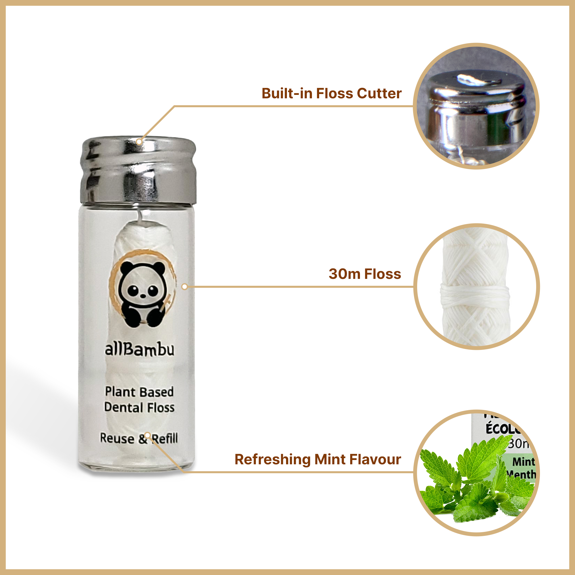 allBambu Inc - Venta al por mayor Hilo dental - Eco Dental Silo Dental - Menta1