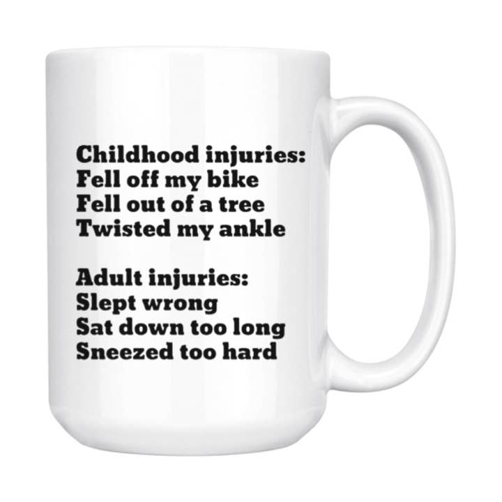 CHILDHOOD INJURIES MUG for wholesale by dkhandmade