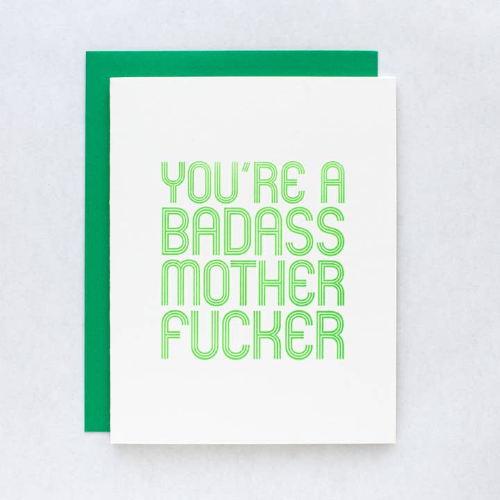 You’re a Badass Mother Fucker Letterpress Card for wholesale by Cravings Media