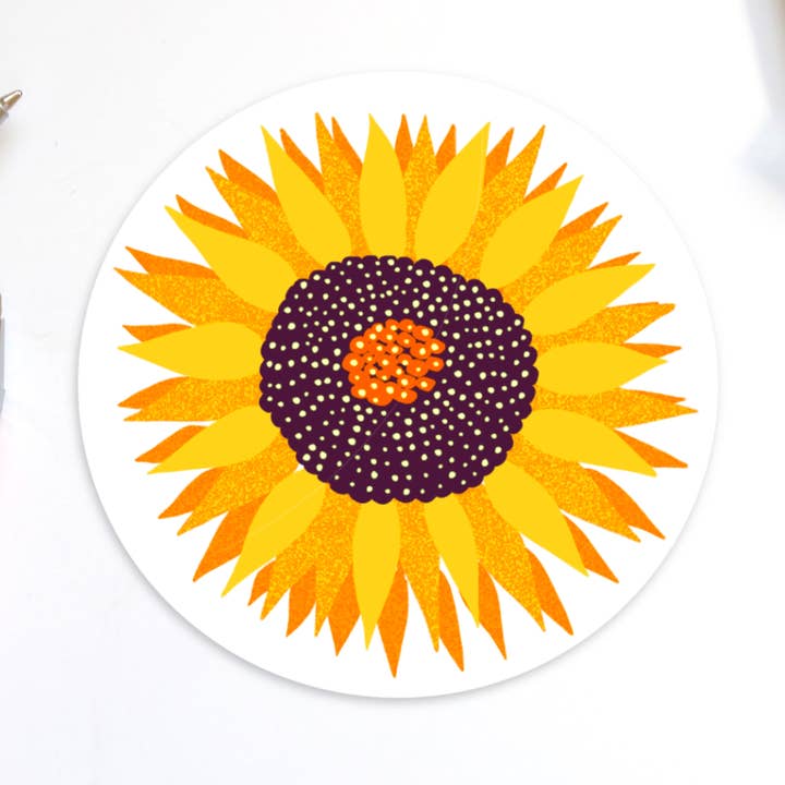Little Bunny Sunshine Sunflower Sticker for wholesale by inkpaperfable
