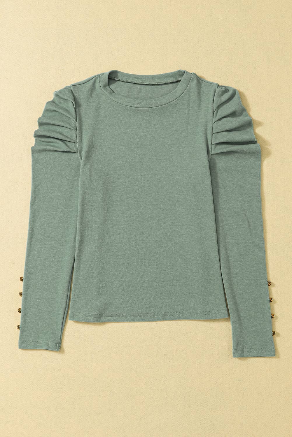 PartyEight - Wholesale Blouse - Women's - Buttoned Puff Long Sleeve Sheath Top6