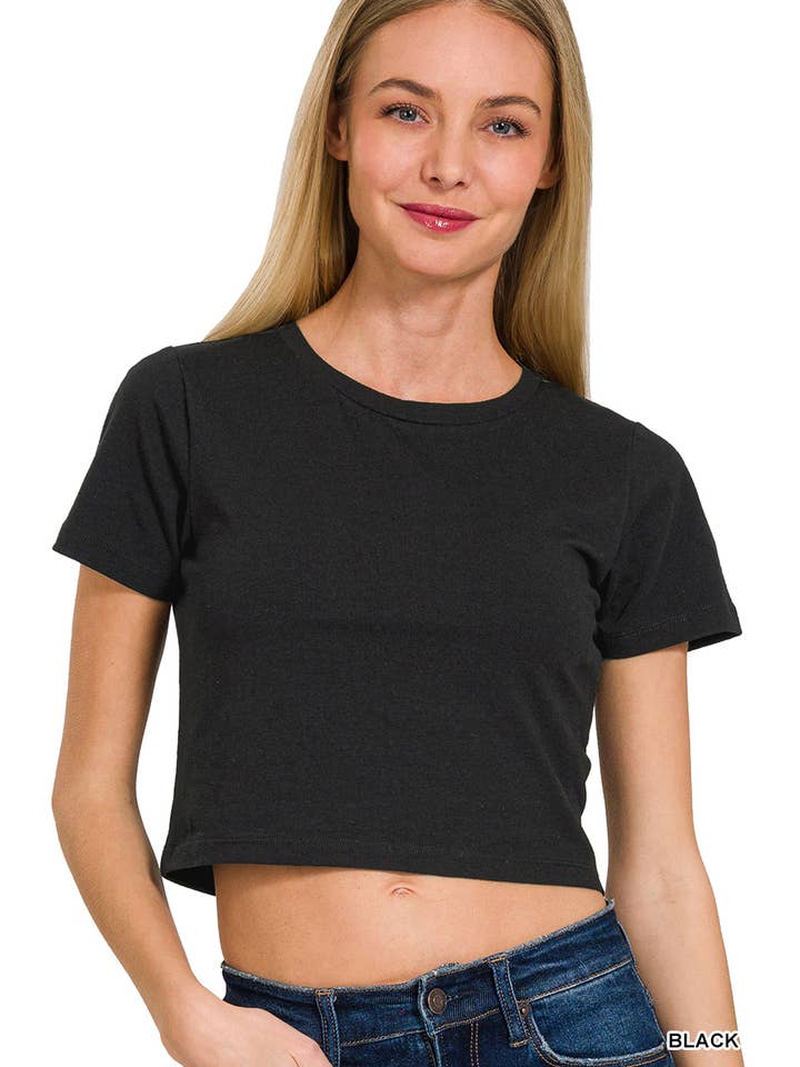 Vanilla Monkey - Wholesale Knit Top - Women's - Cotton Short Sleeve Round Neck Cropped Top