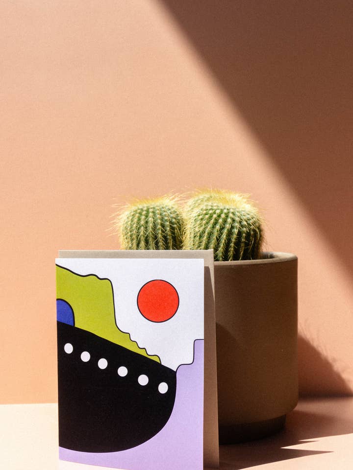 Abstract adobe house note card, desert sunset, blank inside (Copy) for wholesale by Mel K. Olrich Art