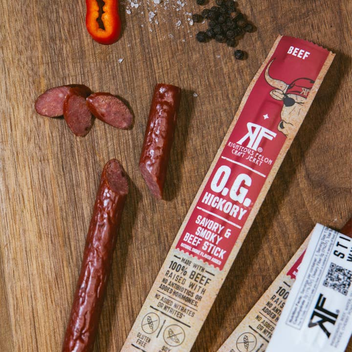 Righteous Felon Craft Jerky - Wholesale Jerky - O.G. Hickory Beef Stick - 24 Pack4