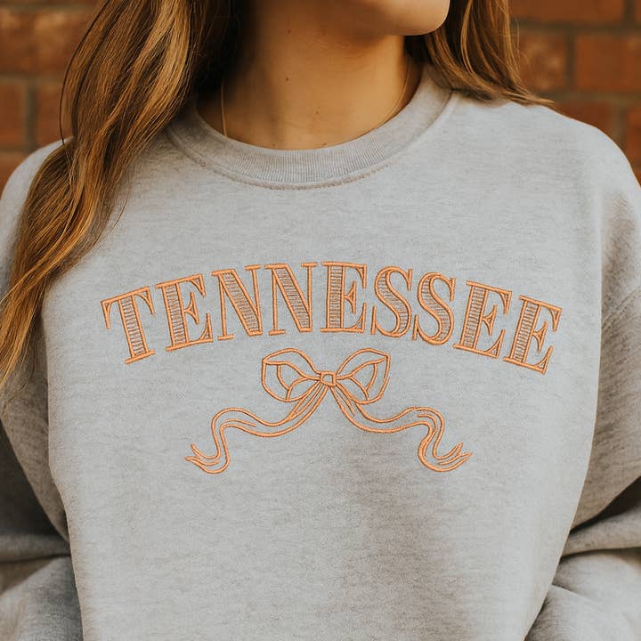 State Bow Embroidery Crewneck Sweatshirt for wholesale by Coastal Cactus Threads