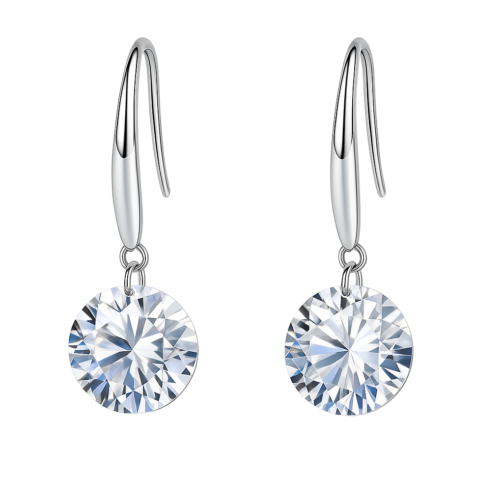 Sephla – Großhandel Ohrhänger – Tropfenohrringe aus reinem Brillanz mit 8,5 mm rundem Schliff6
