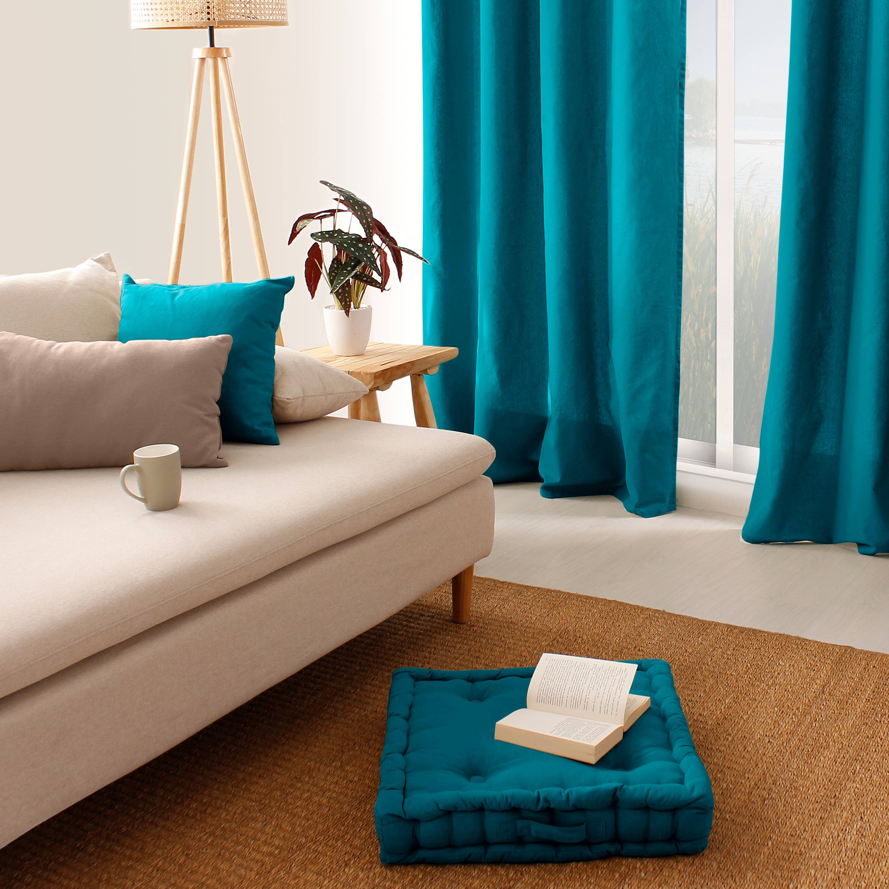 DECOSTARS - CmaDECO - Venta al por mayor Cojines de suelo - Cojín de suelo con asa, 50x50 cm, colección PANAMA2