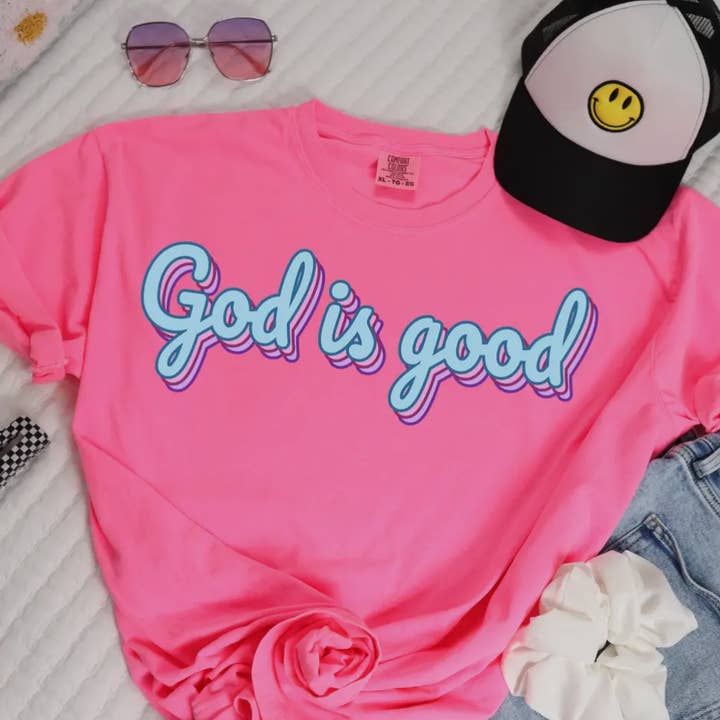 Camiseta God is Good Neon para venta al por mayor de Psalms & Grace Design Co.