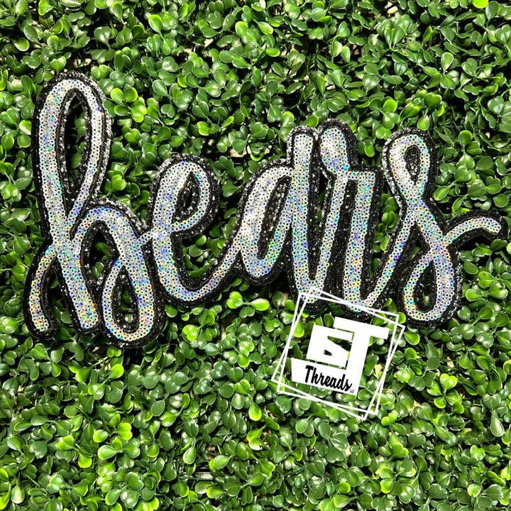6j Threads LLC - Wholesale Patch - Cursive Sequin Bears....Patches Only