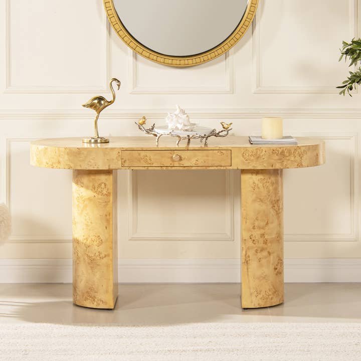 Jennifer Taylor Home - Wholesale Side Table - 55.5" Single Drawer Oval Computer Desk6