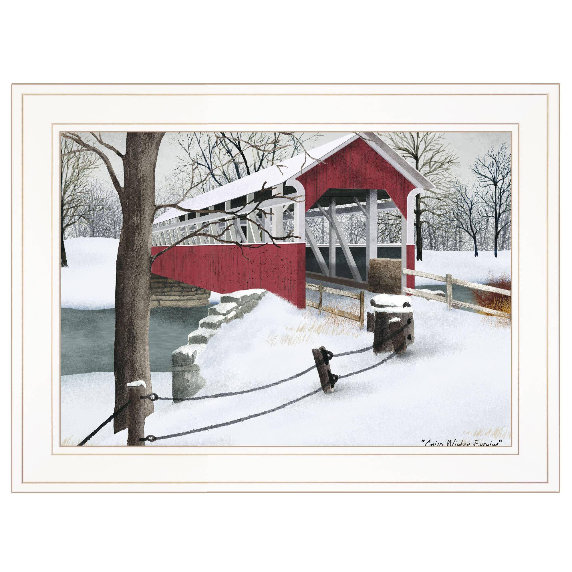 Trendy Decor 4U - Wholesale Art Print - "Crisp Winter Evening" by Billy Jacobs Print in White Frame0