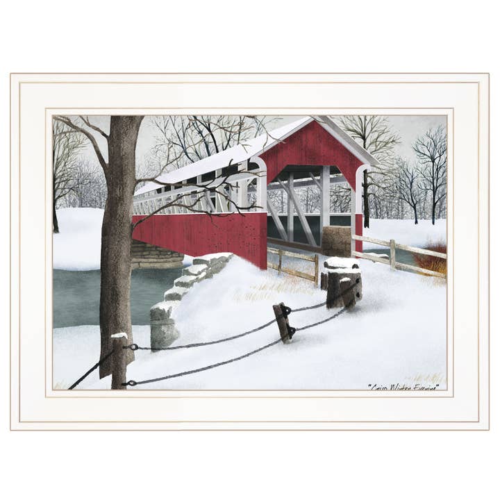 Trendy Decor 4U - Wholesale Art Print - "Crisp Winter Evening" by Billy Jacobs Print in White Frame
