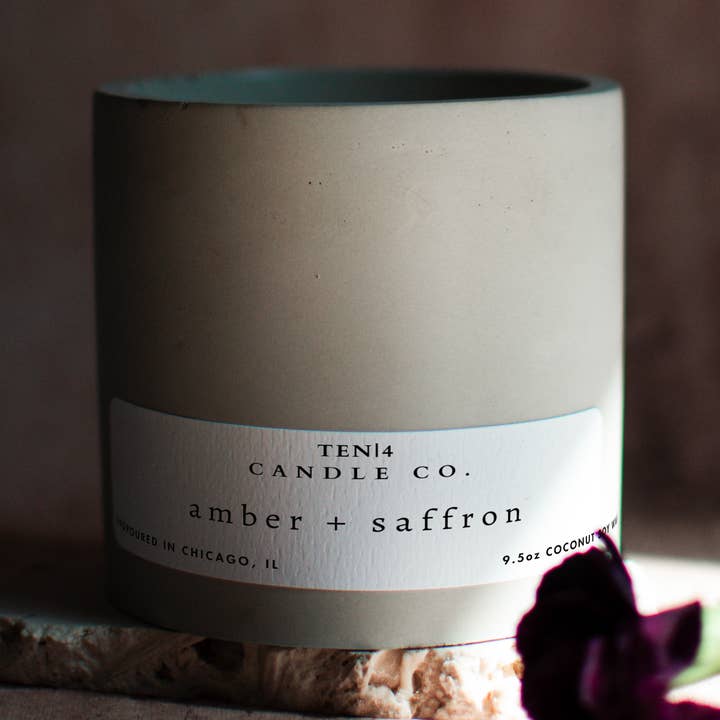 Amber Saffron - 9.5 oz small batch concrete candle - Jasmine for wholesale by TEN|4 Candle Co.