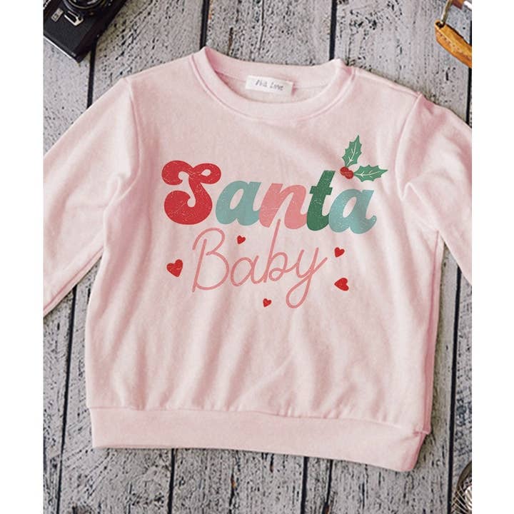 Baby Santa Blød sweatshirt med babyprint for engroshandel hos Phil Love