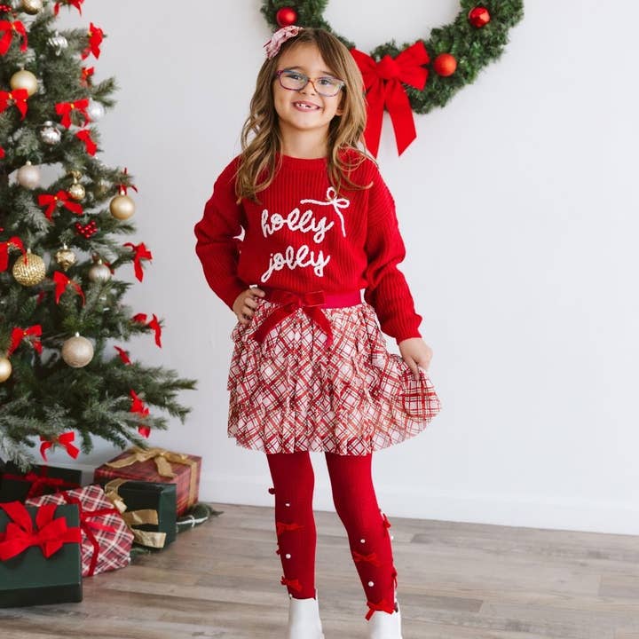Sweet Wink - Wholesale Tutu – Child - Christmas Plaid Bow Tiered Tutu - Kids Boutique Clothing1