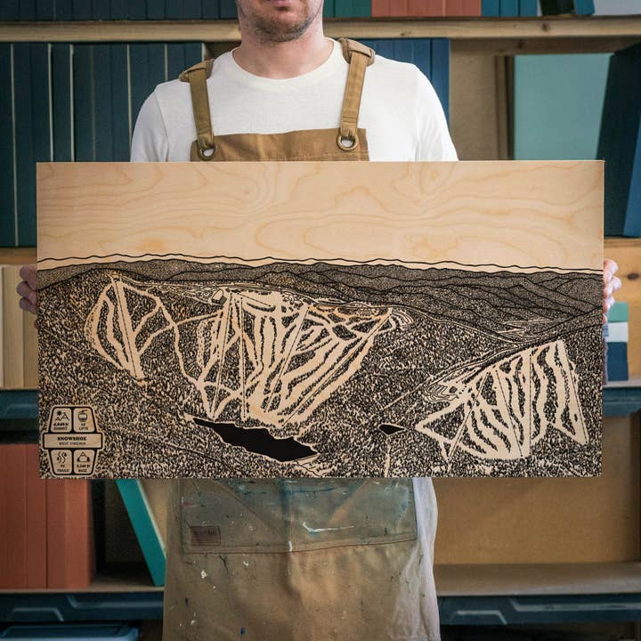 Snowshoe, West Virginia Ski Trail Map for wholesale by Benoit's Design Co.