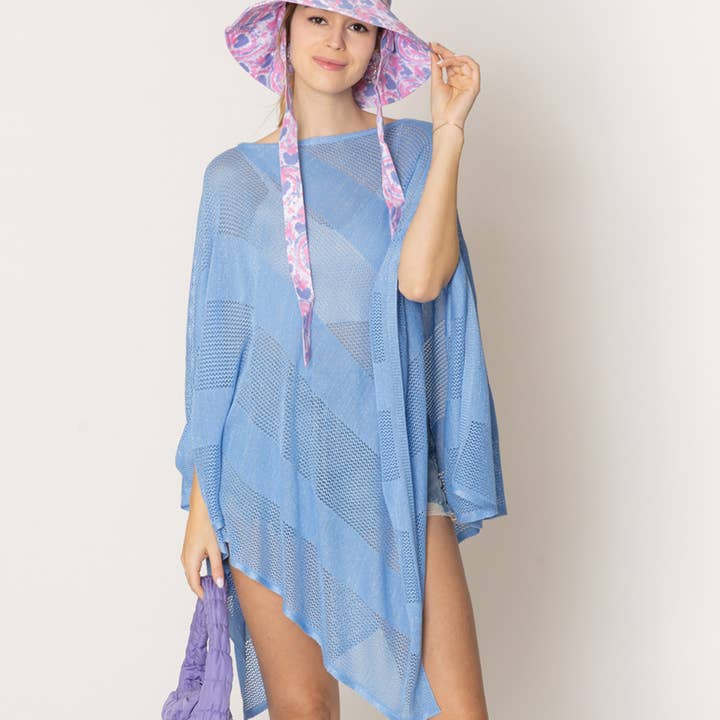 Poncho estivo in rete lurex tinta unita per la vendita all'ingrosso da parte di Fashion City