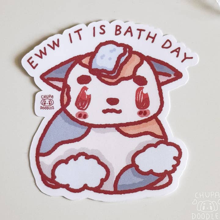 Adesivo Gatto Buffo - Non Ama i Bagni - Finitura Opaca per la vendita all'ingrosso da parte di Chupadoodles