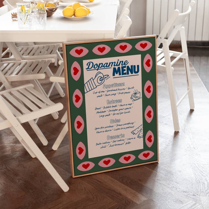 Impression du menu Dopamine pour la vente par Pink Giraffe Print Co
