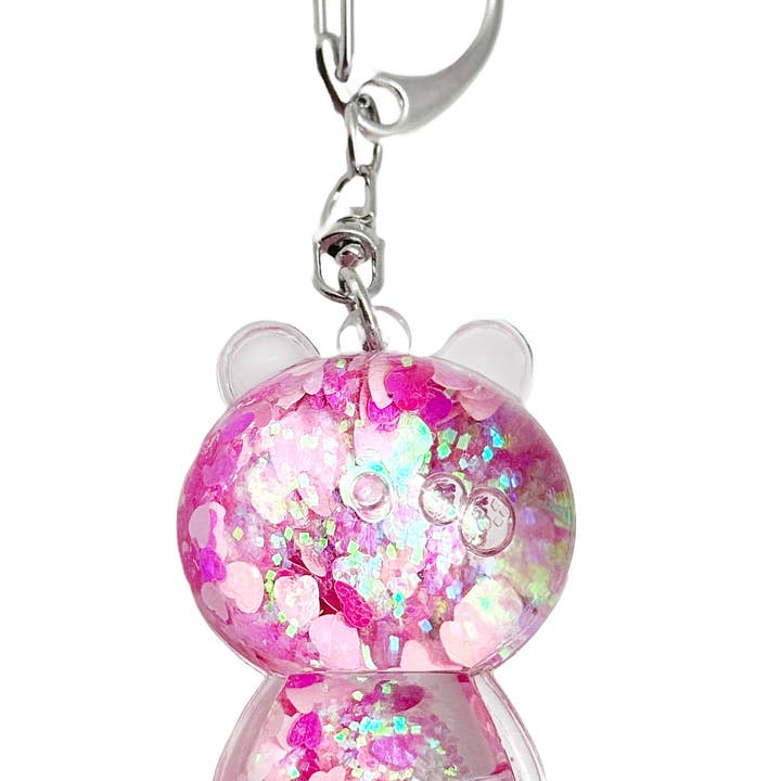 LASR – wholesale Keychain – Women's – Kira Kira Bear Globe Pink Hearts Keychain