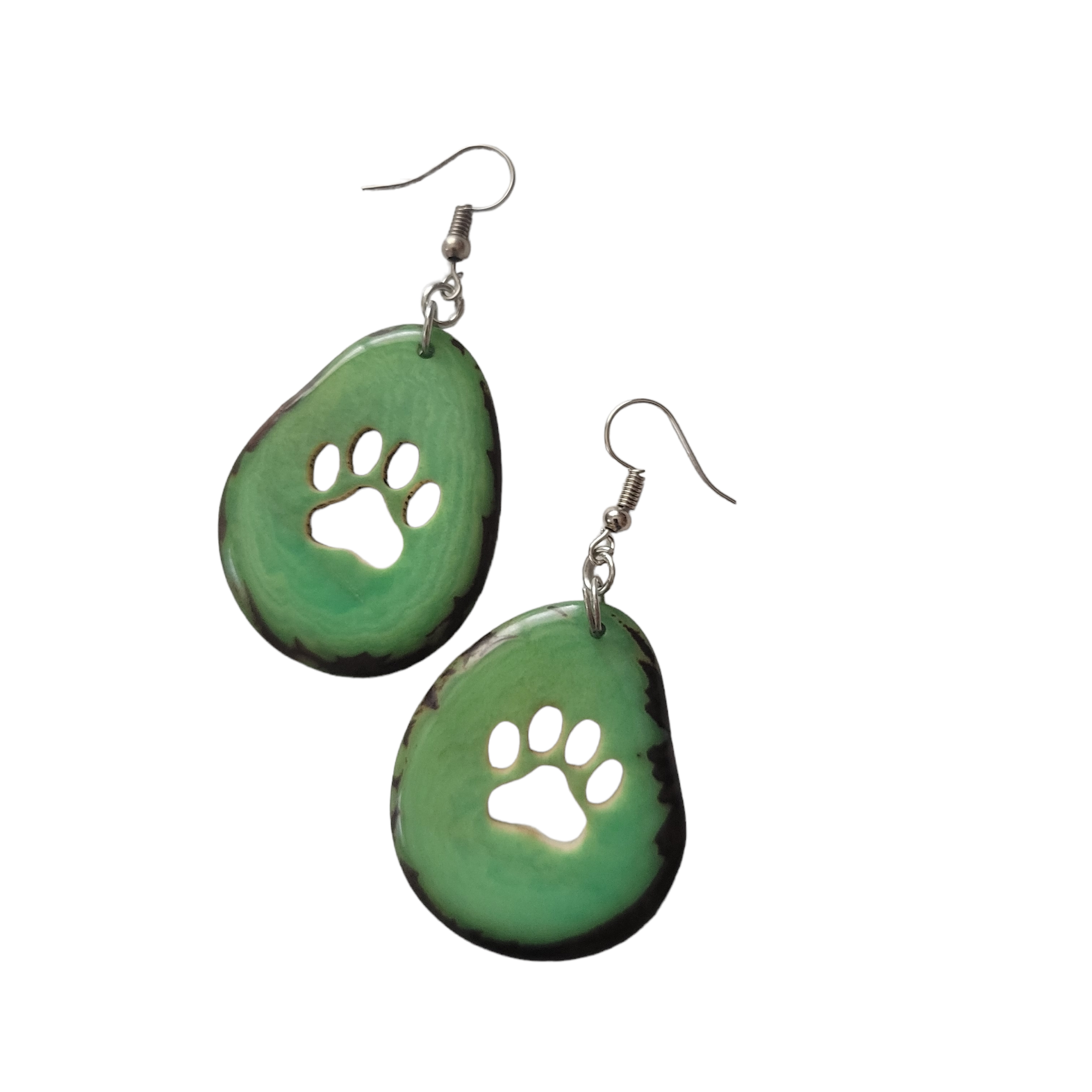Organic jewelry by Allie - Wholesale Dangle Earrings - Paw print tagua nut earrings gift for pet parents4